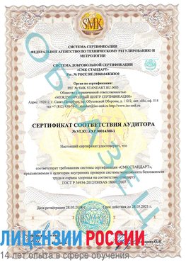 Образец сертификата соответствия аудитора №ST.RU.EXP.00014300-1 Камышин Сертификат OHSAS 18001